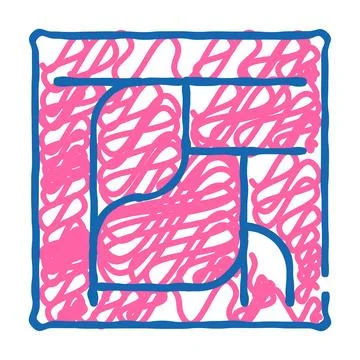 Factory route system icon doodle illustration Stock Illustration