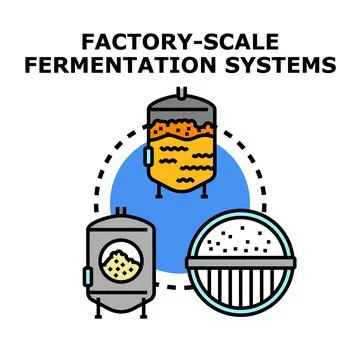Factory scale fermentation systems process production Stock Illustration