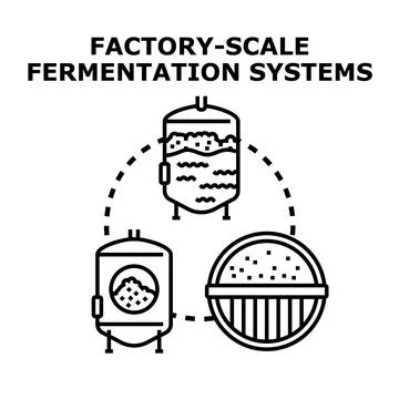 Factory scale fermentation systems process production Stock Illustration
