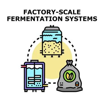 Factory scale fermentation systems producing biotechnology products Stock Illustration