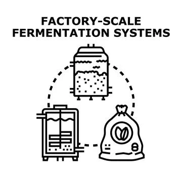 Factory scale fermentation systems producing biotechnology products Stock Illustration
