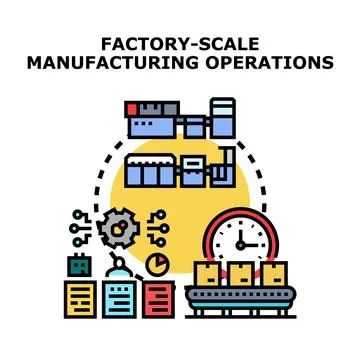 Factory scale manufacturing operations concept vector Stock Illustration