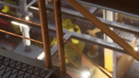 Factory setting with machinery and steps involved in production process Stock Footage 345007412