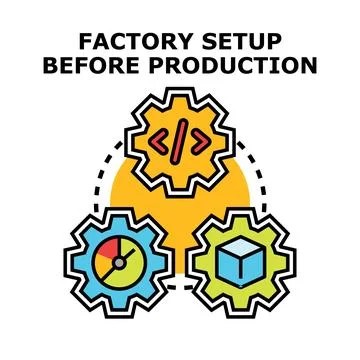 Factory setup before production process concept Illustrazione stock