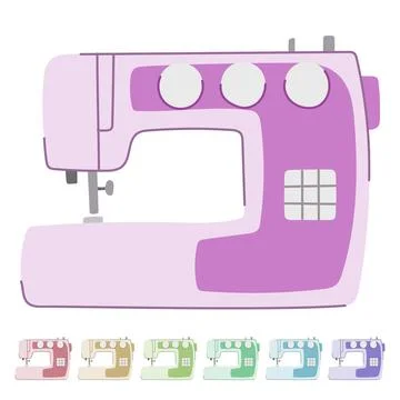 Factory sew machine vector cartoon graphic Illustrazione stock