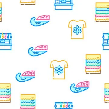 Factory sewing sew machine vector seamless pattern Illustrazione stock