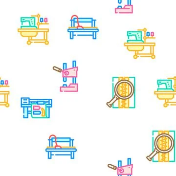 Factory sewing sew machine vector seamless pattern Illustrazione stock