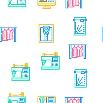 Factory sewing sew machine vector seamless pattern イラスト素材