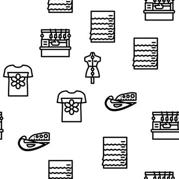 Factory sewing sew machine vector seamless pattern Illustrazione stock