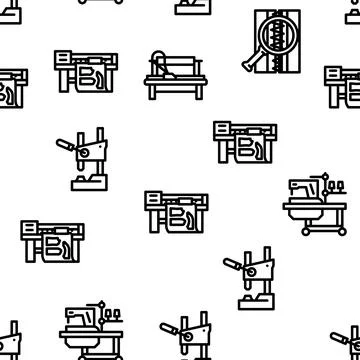 Factory sewing sew machine vector seamless pattern Illustrazione stock