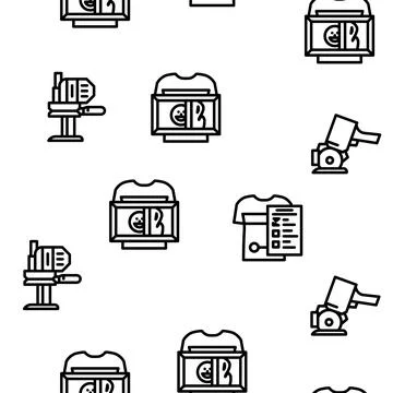 Factory sewing sew machine vector seamless pattern イラスト素材