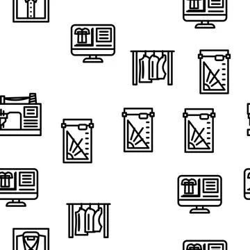 Factory sewing sew machine vector seamless pattern Illustrazione stock