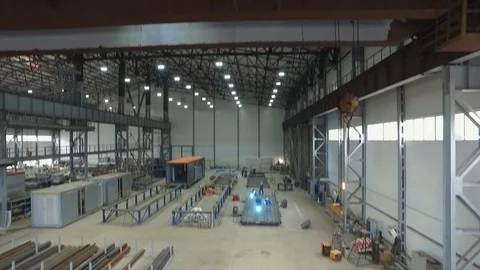 Factory shop distant view tilt down Video stock 94112641