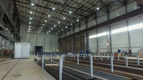 Factory shop slow panorama Video stock 94112656