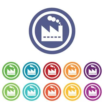 Factory signs colored set Stock Illustration