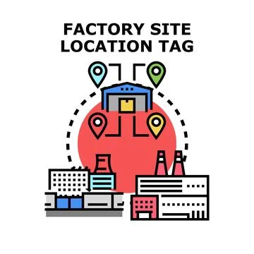 Factory site location tagging and industrial chain planning Ilustración de archivo
