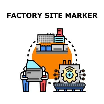 Factory site marker production process automation vector Stock Illustration