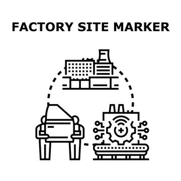 Factory site marker production process automation vector Stock Illustration