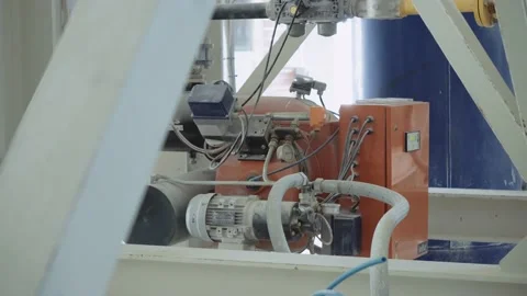 Factory smart system equipment. Shot of large electric pump in plant. Industrial Video stock 207747367