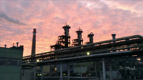 Factory smoke dawn Video stock 37839262