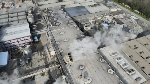 Factory smoke drone Stock Footage 263504437