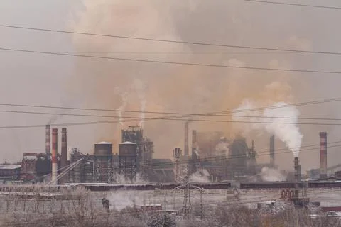Factory smoke pollution, environmental problems and air pollution Stock Photos