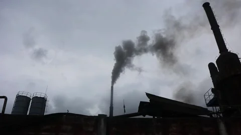 Factory smoke pollution is an issue of environmental damage Video stock 294732766