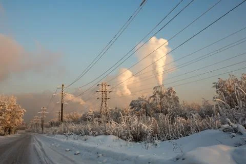 Factory smoke pollution Stock Photos