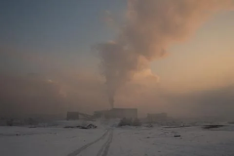 Factory smoke pollution Stock Photos