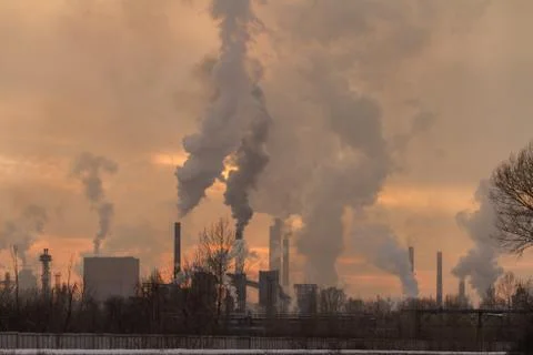 Factory smoke pollution Stock Photos