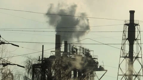 Factory smoke stack 2 times faster (3) Video stock 44497893