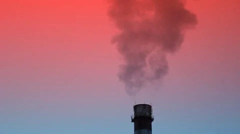 Factory Smoke Stack, Air Pollution, Climate Change, Global Warming HD Stock Footage 33546561