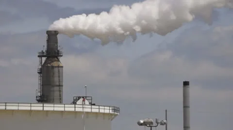 Factory Smoke stack from a Refinery Stock Footage 22935849