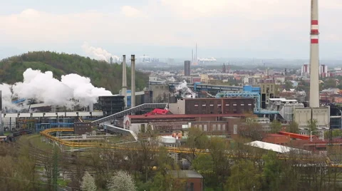 Factory smoke stacks Stock Footage 51438474