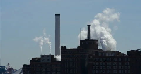 Factory Smoke Stacks Video stock 307584688