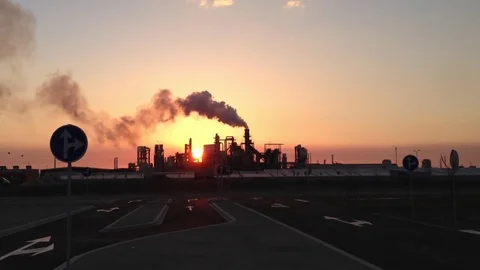 Factory smoke sunset Stock Footage 78640742