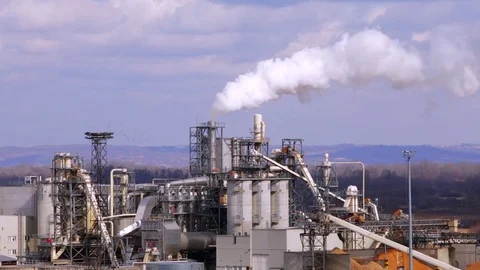 Factory with smoke tower 스톡 동영상 74479962