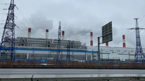 Factory with smoking chimneys Stock Footage 120010194