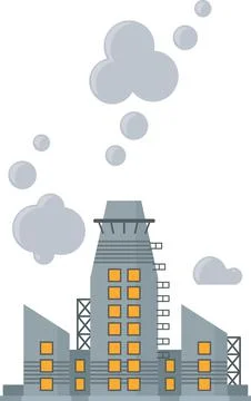 Factory with smoking pipes processing plant, cement enterprise. Industrial Stock Illustration