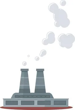 Factory with smoking pipes processing plant, cement enterprise. Industrial Stock Illustration