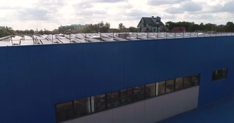 Factory solar rooftop aerial view, wide view Stock Footage 117165433