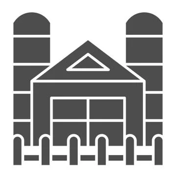 Factory solid icon. Farm vector illustration isolated on white. Agriculture Stock Illustration