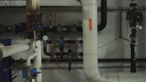 Factory. the span of the camera in the technical room Stock Footage 105607120