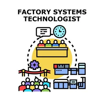 Factory systems technologist optimizing industrial automation processes Stock Illustration