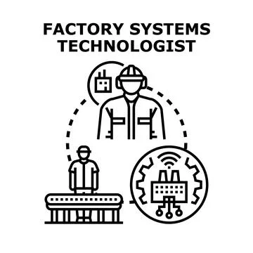 Factory systems technologist optimizing industrial production process Stock Illustration