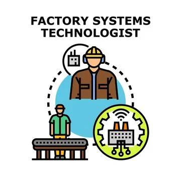 Factory systems technologist optimizing industrial production process Stock Illustration