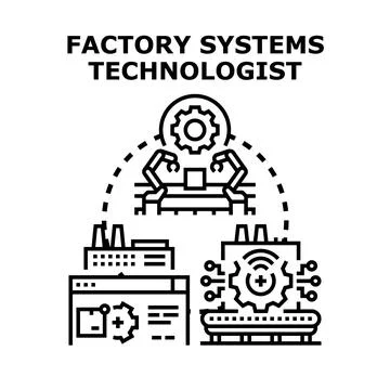 Factory systems technologist overseeing automation and production Stock Illustration