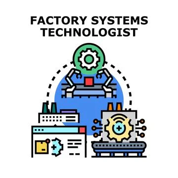 Factory systems technologist overseeing automation and production Stock Illustration
