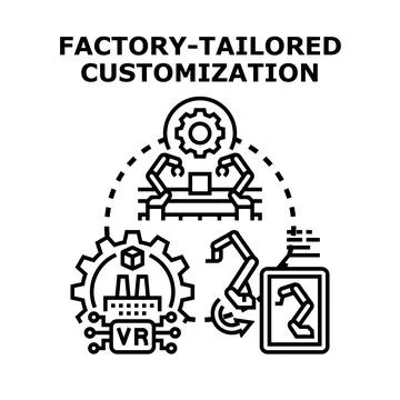 Factory tailored customization production process concept Stock Illustration
