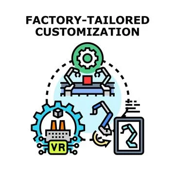 Factory tailored customization production process concept Stock Illustration